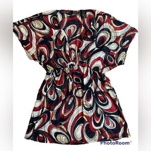 New York & Co sheer deep v-neck short sleeve blouse, Large